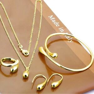 Trendy Water Droplet Pendant Necklace Earrings Jewelry Set Gift